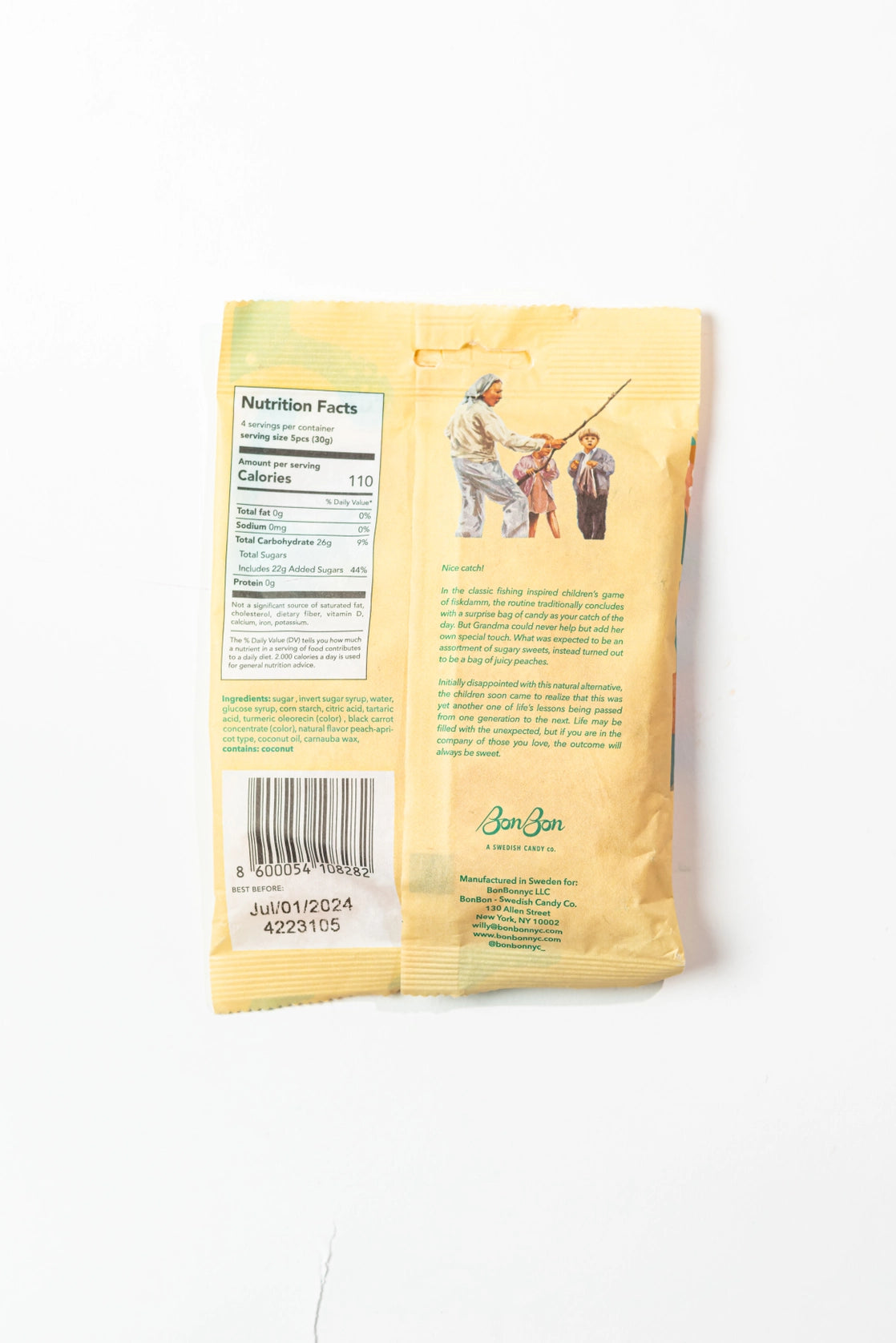 BonBon's Sour Peach Fish- Swedish Candy 5.2oz (150g)