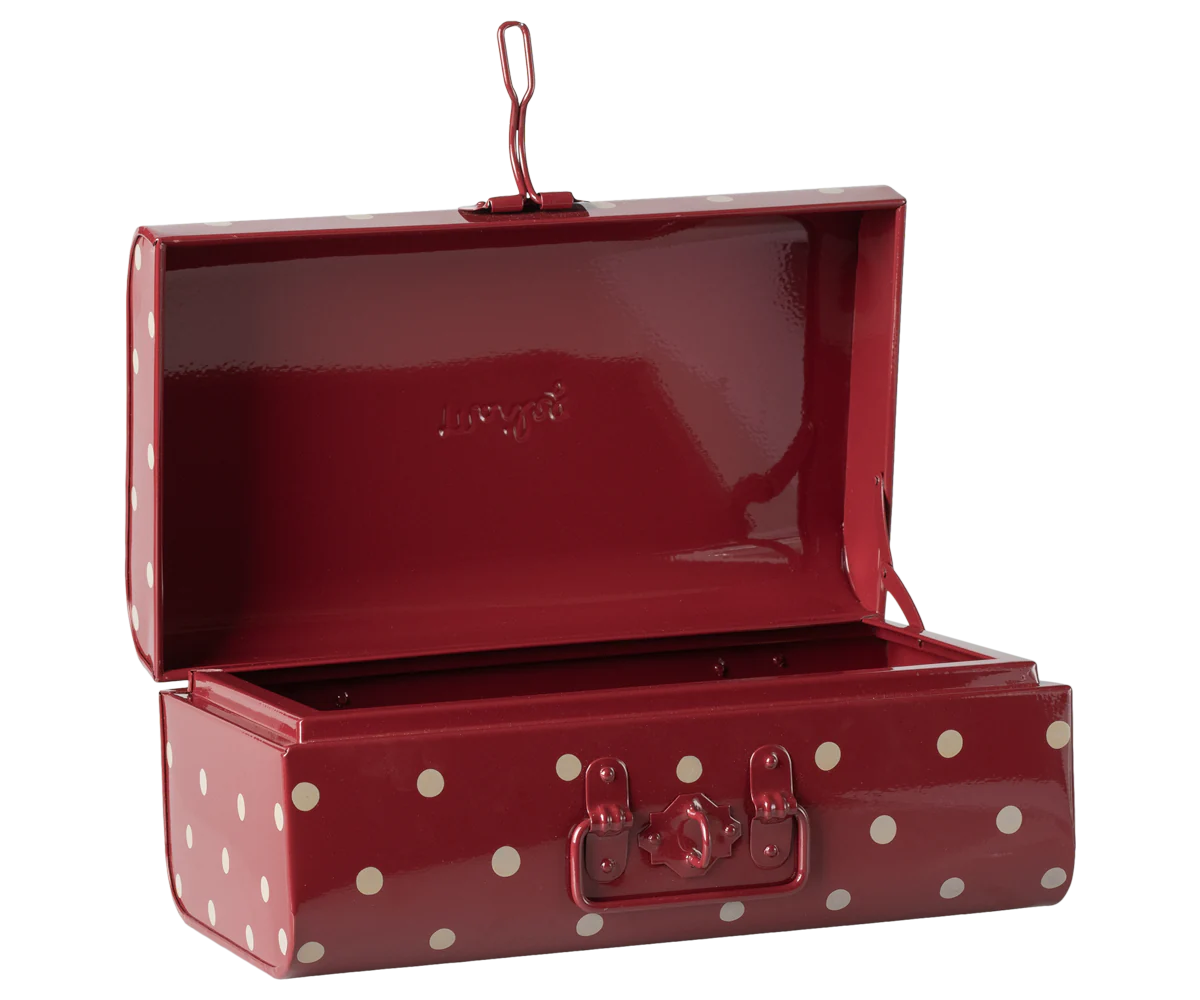 Storage suitcase, Small - Red w/Dots