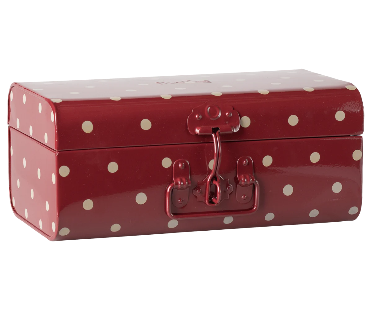 Storage suitcase, Small - Red w/Dots