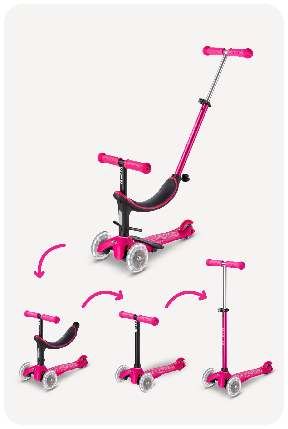 Micro Mini2Grow LED Scooter - Pink