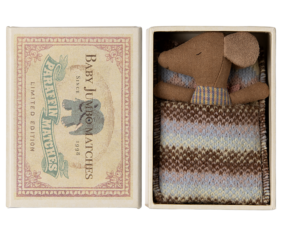 Sleepy Wakey Baby Mouse in Matchbox - Rose