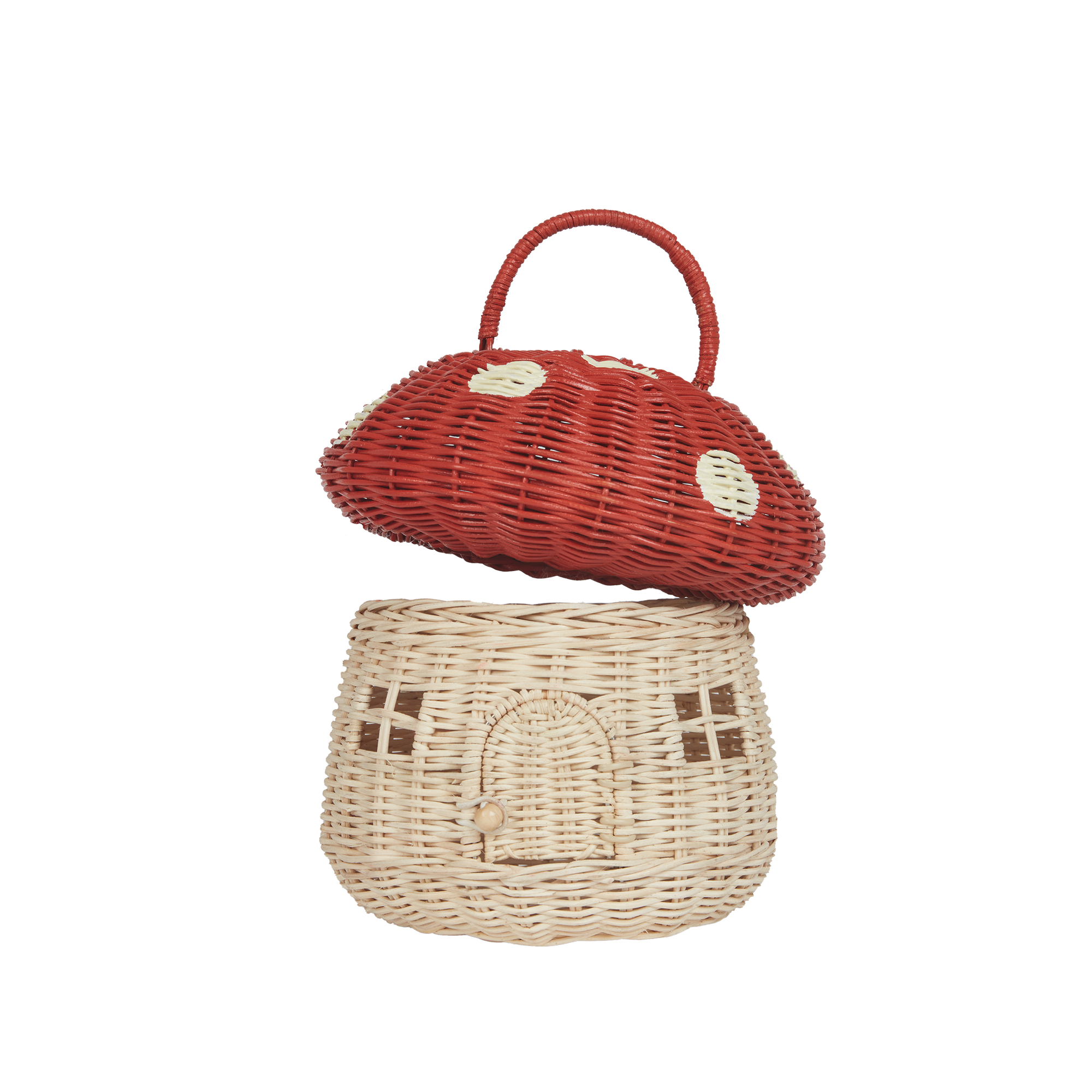 Rattan Mushroom Basket - Red