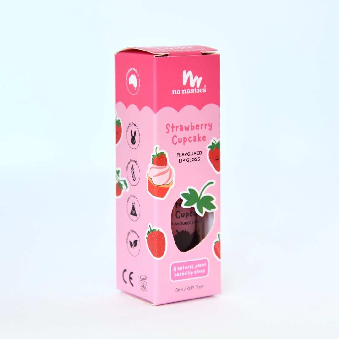 Natural Lip Gloss Wands Strawberry Cupcake