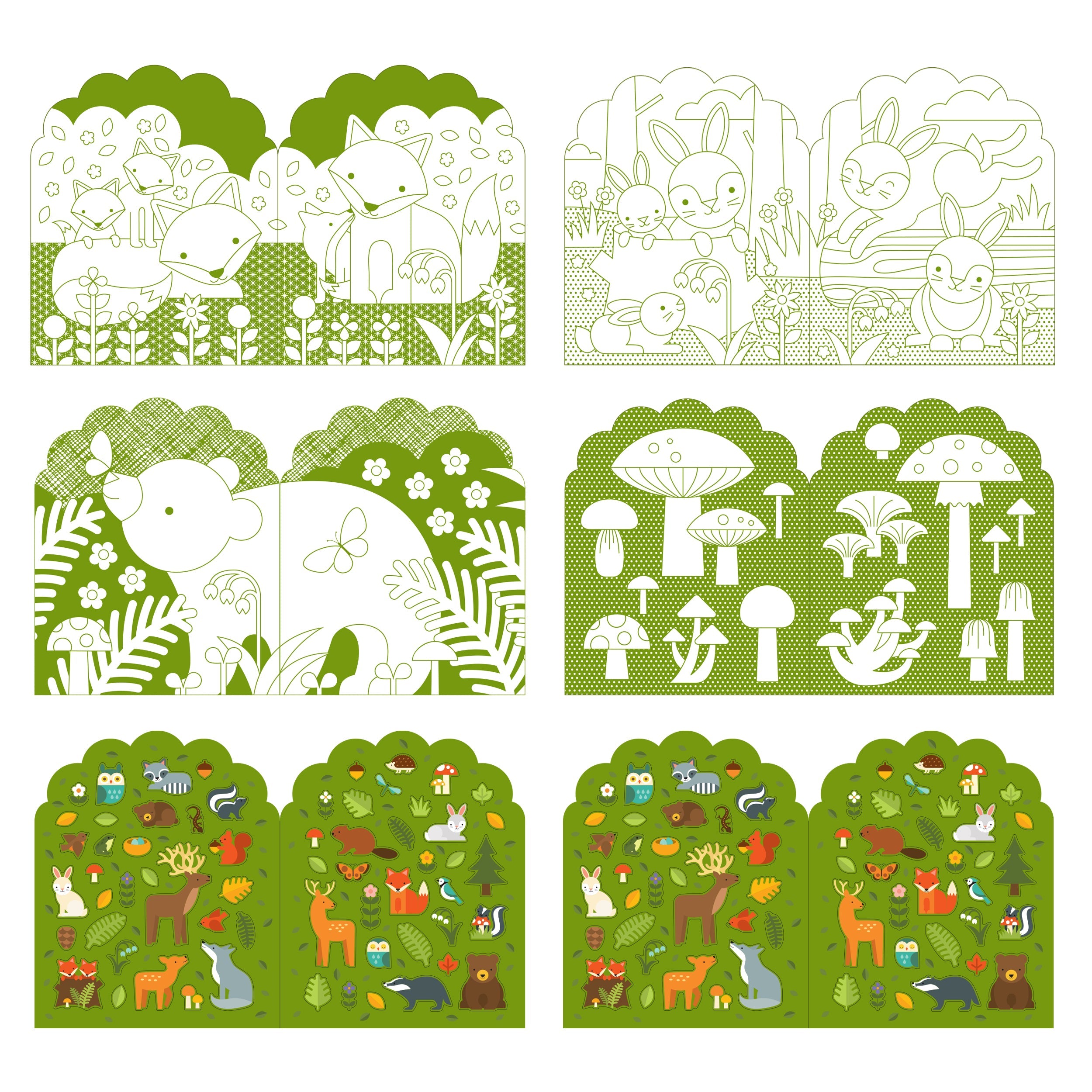 Coloring Book + Stickers Woodland