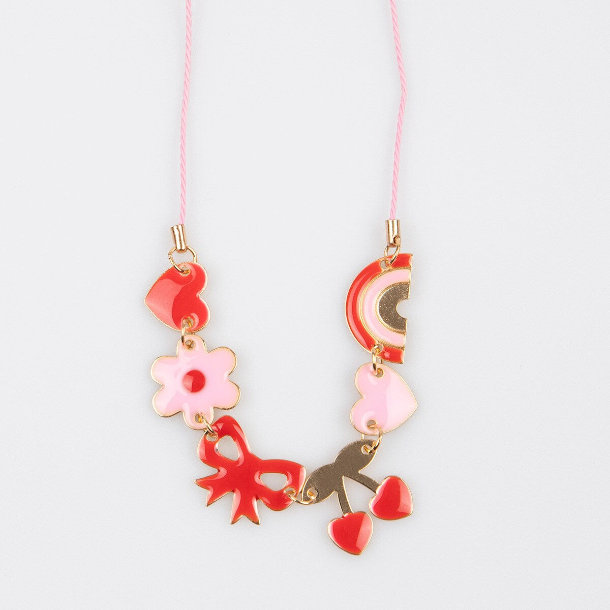 Hearts & Cherries Enamel Charm Necklace