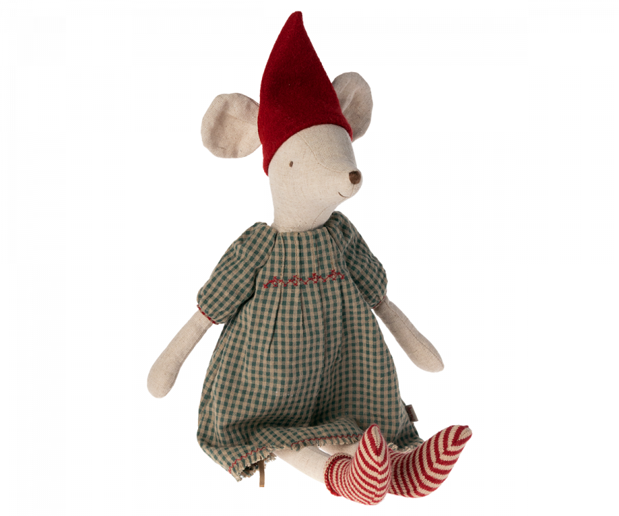 Medium Christmas Mouse Girl W/ Dress