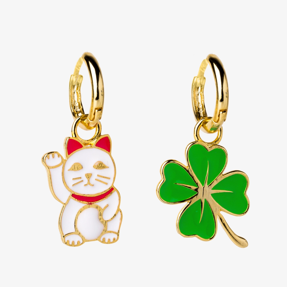 Hoop Earrings -Cat and Clover