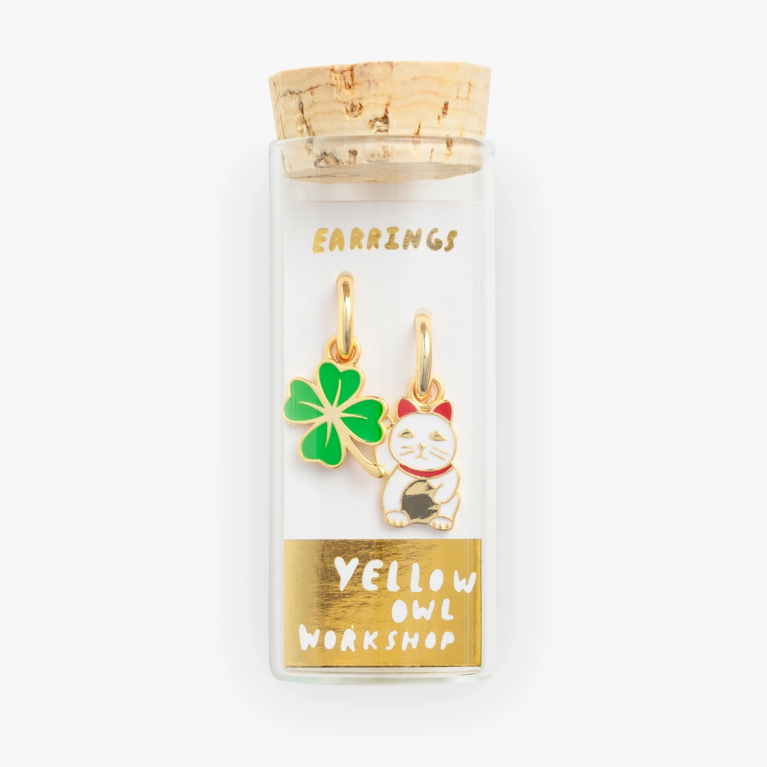 Hoop Earrings -Cat and Clover