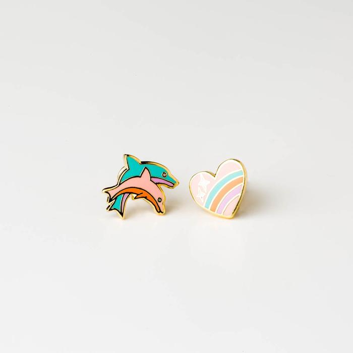 Heart and Dolphin Earrings