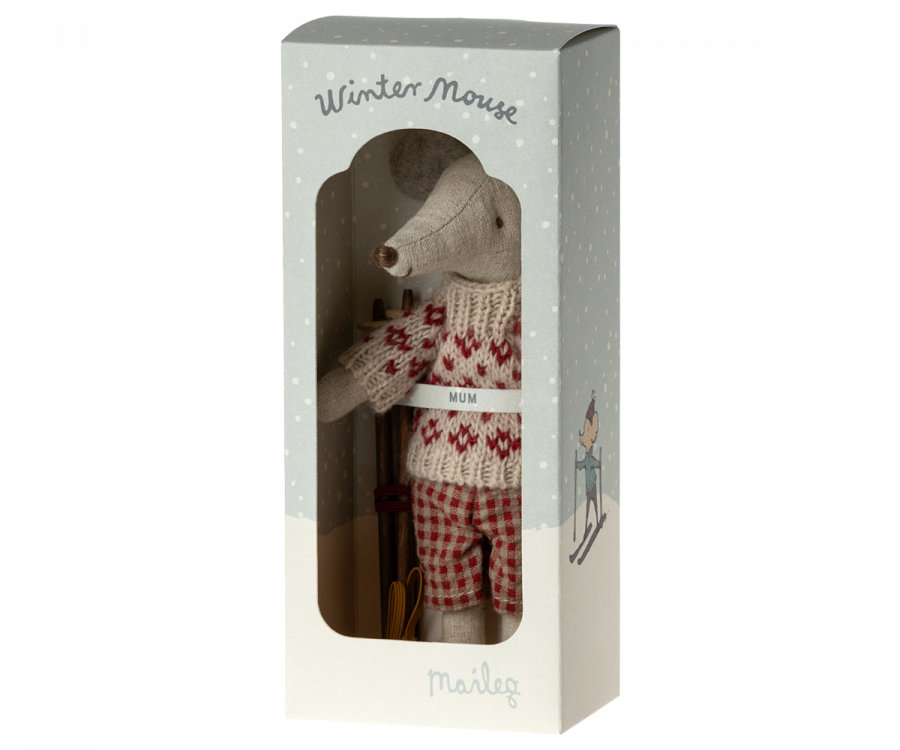 Winter Mouse with Ski Set, Mum