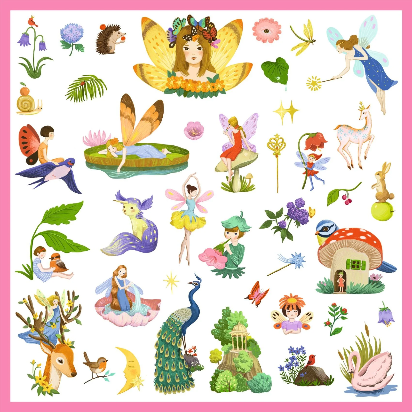 160 Stickers Fantasy - Unicorn/Fairy
