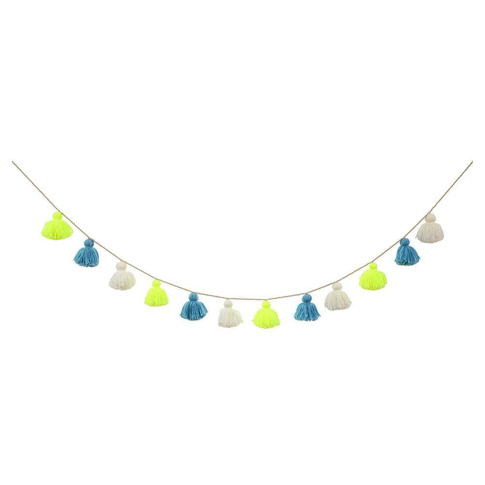 Wool Tassel Garland Blue