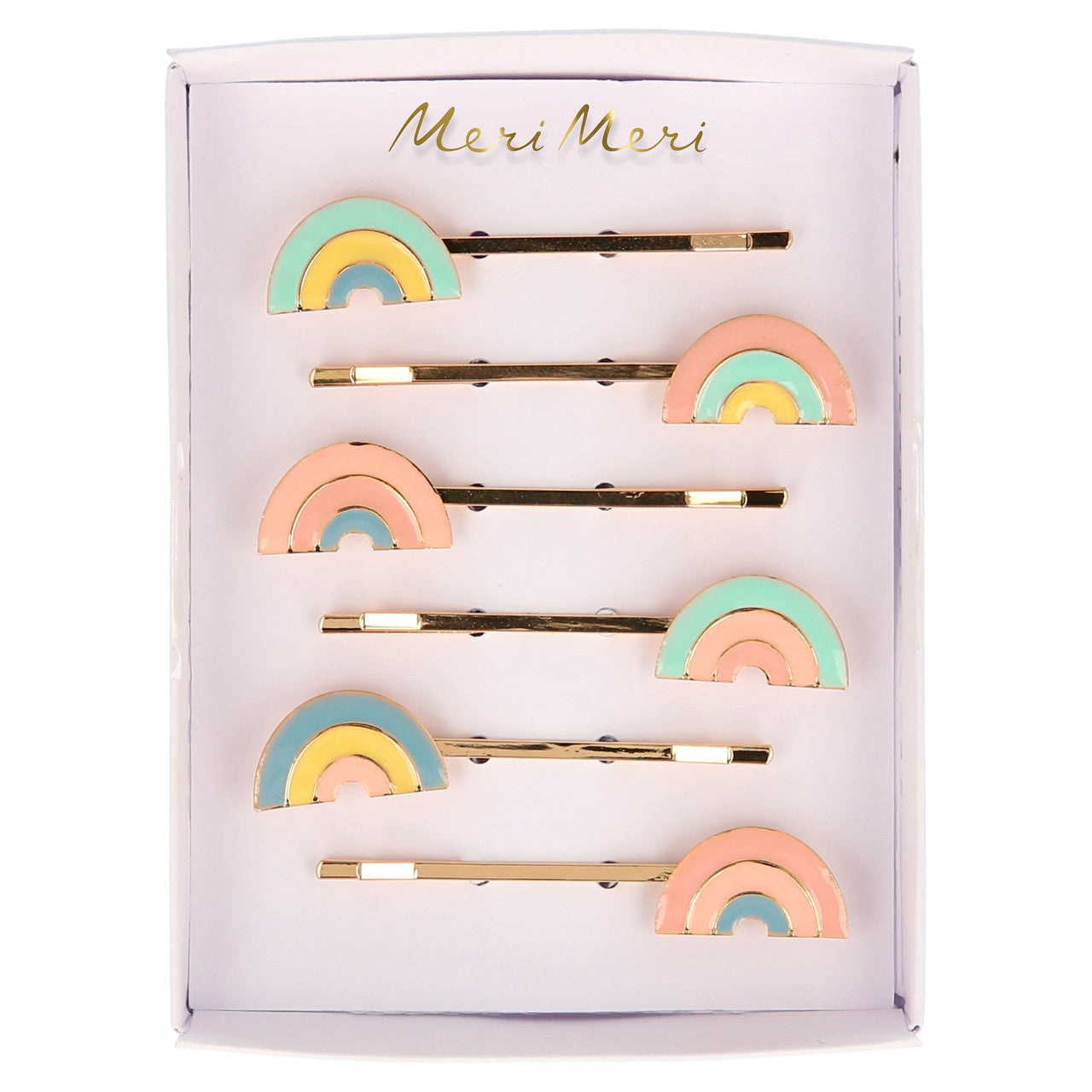 Enamel Rainbow Hair Slides- Set of 6