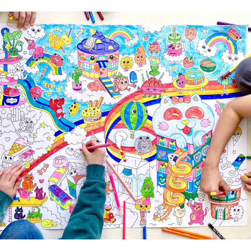 Giant Coloring Poster Folded Kawaii