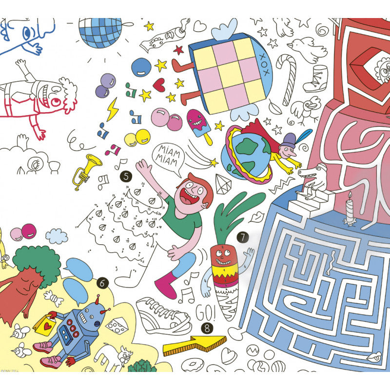 Giant Coloring Poster Folded Games + Crayon