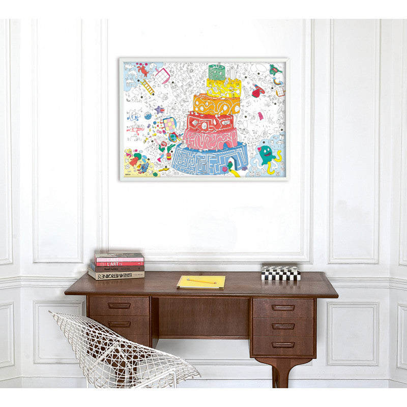 Giant Coloring Poster Folded Games + Crayon