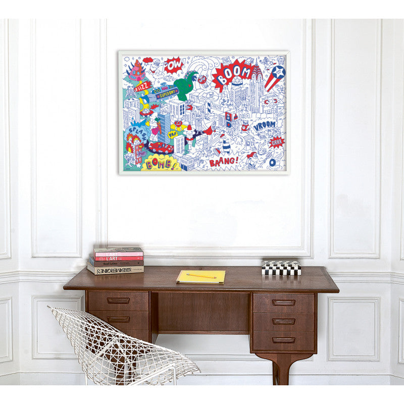 Giant Coloring Poster Folded SUPER HERO + PENCIL