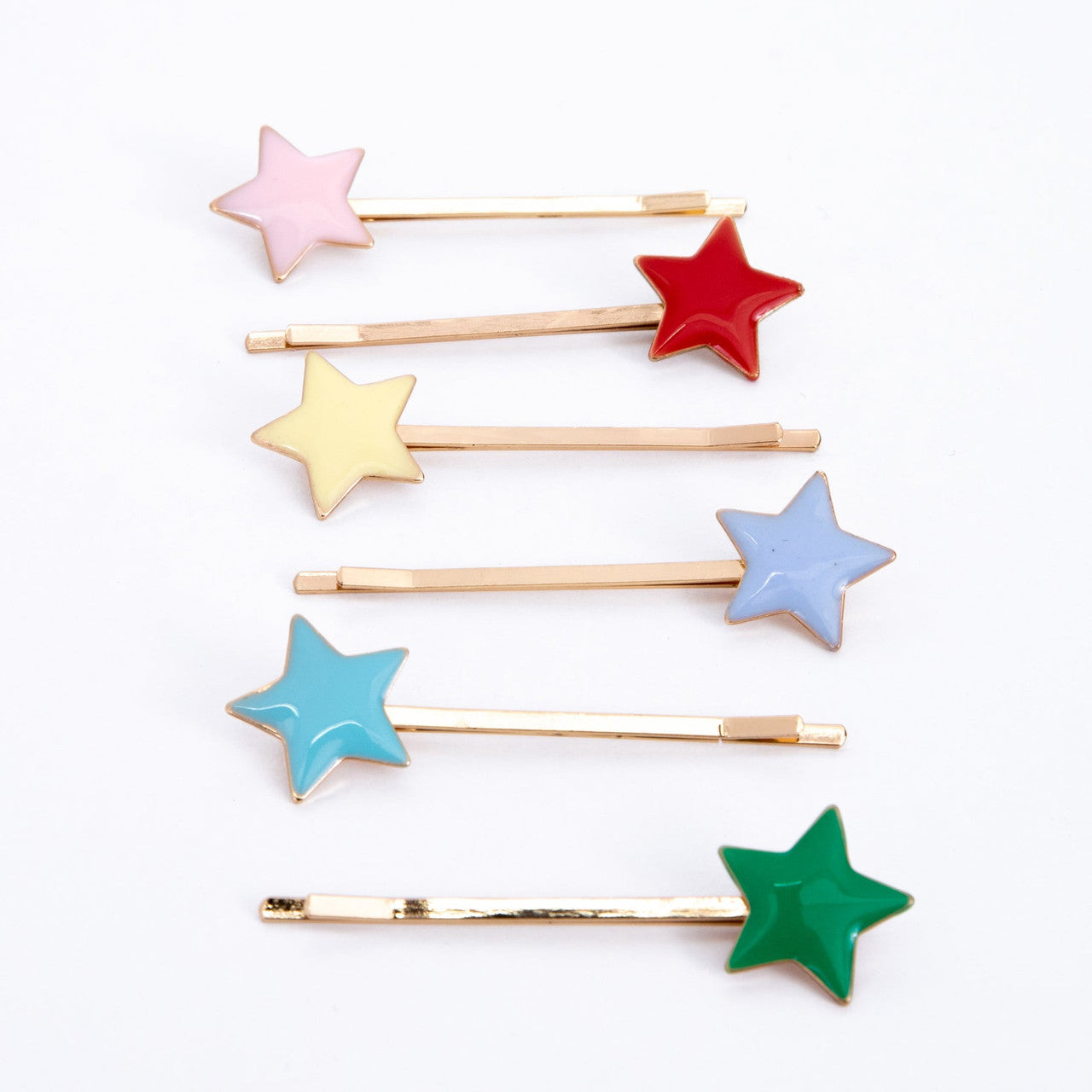 Enamel Star Hair Slides- Set of 6