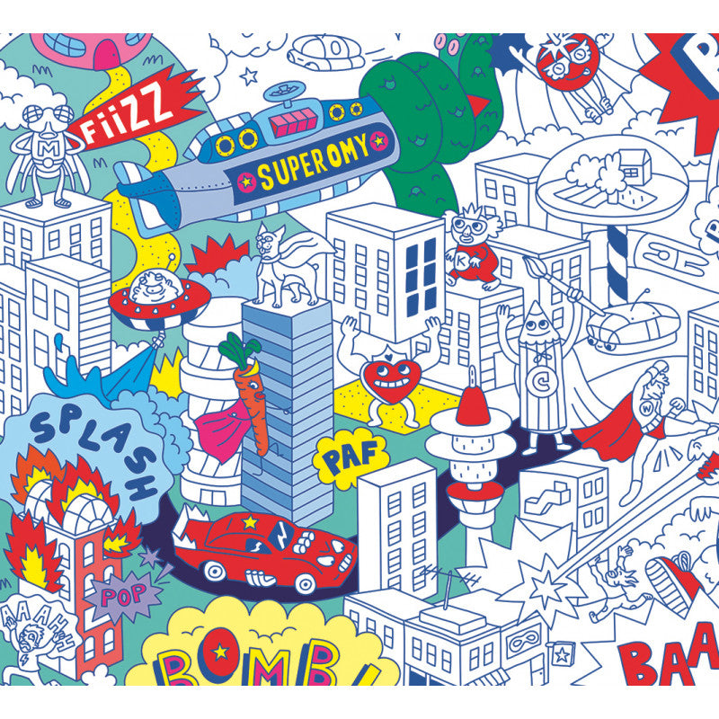 Giant Coloring Poster Folded SUPER HERO + PENCIL