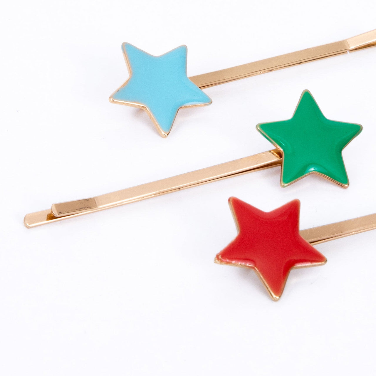Enamel Star Hair Slides- Set of 6