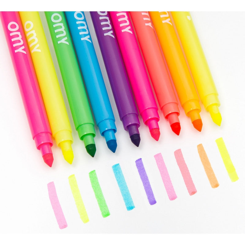 9 Kid's Neon Markers Set - Fluo!