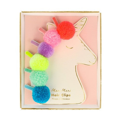 Pompom Unicorn Hair Clips