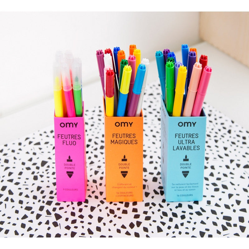 9 Kid's Neon Markers Set - Fluo!