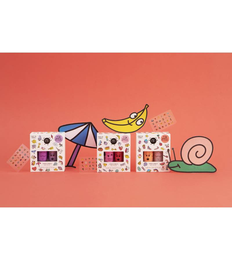 Set: 2 nail polishes + nail sticker POP