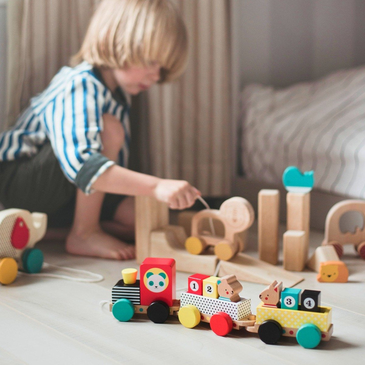 Pull Along Wooden Train