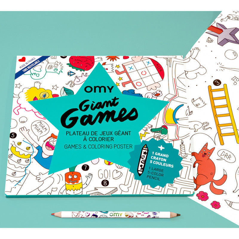 Giant Coloring Poster Folded Games + Crayon