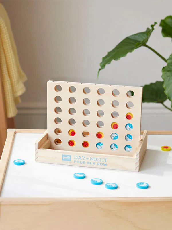 Day + Night Four in a Row Wooden Game
